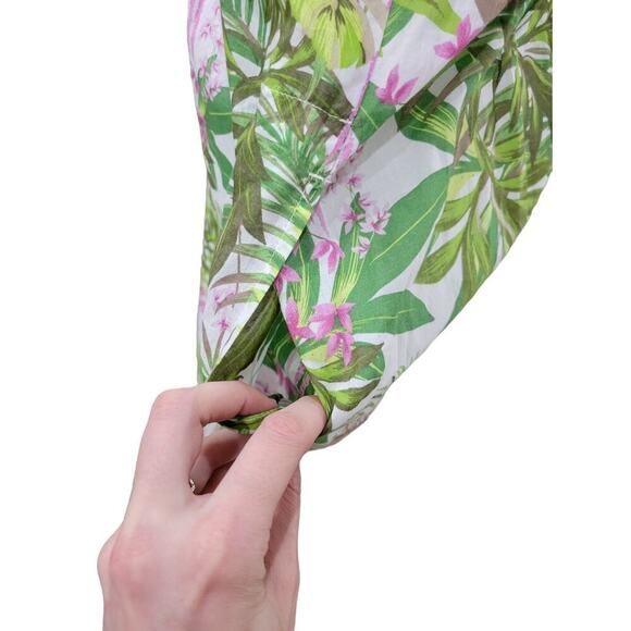 J. Jill Women's Linen Cotton Blend Knee‎ Length Dress with Pockets Tropical - Picture 4 of 11